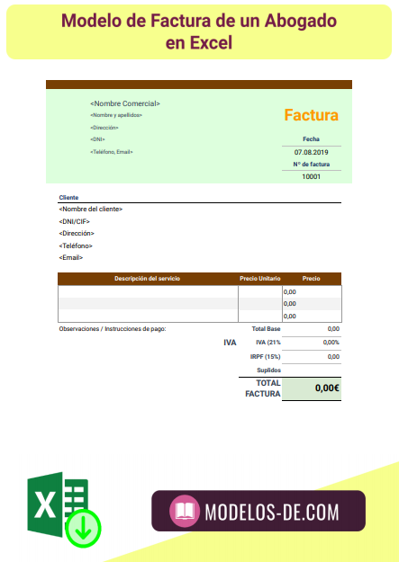 Modelo De Factura Para Abogado En Word Y Excel Gratis