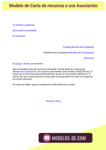 Modelo Carta de renuncia a una asociación en Word  Gratis