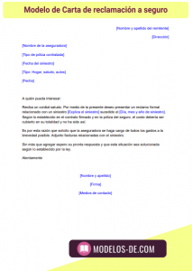 Modelo de Carta de reclamación al seguro en Word  Gratis