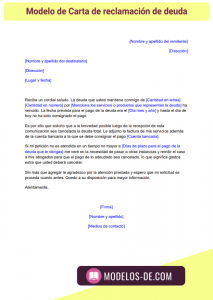 Modelo de Carta de reclamación de deuda en Word  Gratis