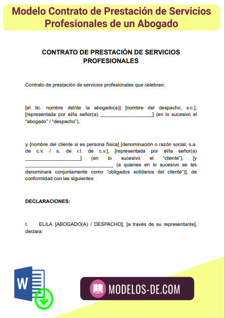 Modelo De Contrato De Prestación De Servicios De Abogado 4008
