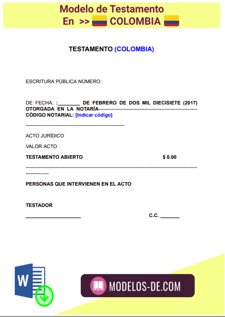 ▷ Modelos de Testamentos en Word | Descarga Gratis