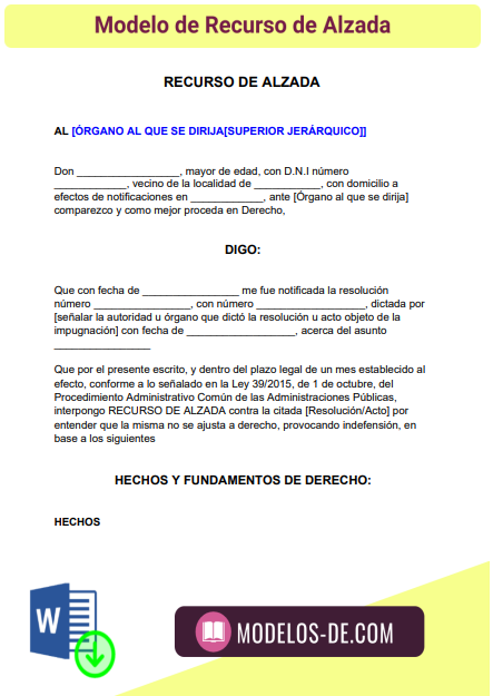 Modelo De Recurso De Alzada En Word Descarga Gratis