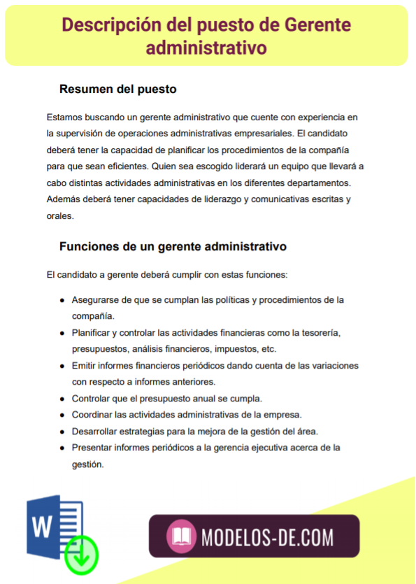 Ejemplo De Formato De Perfil De Puesto Gestion De Rec 9286