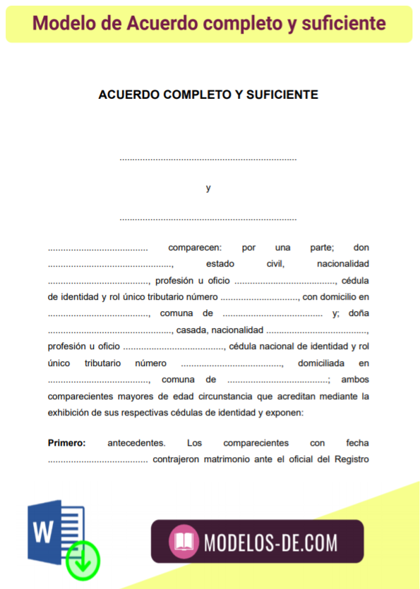 Modelo De Acuerdo Completo Y Suficiente En Word Gratis Modelo De Acuerdo Completo Y Suficiente En Word Gratis