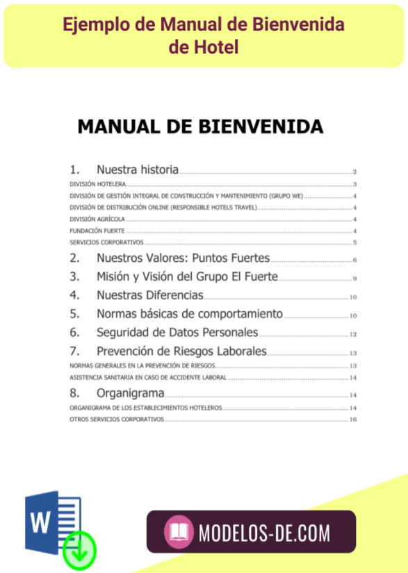 Modelo De Manual De Bienvenida De Un Hotel Pdf Gratis 5411