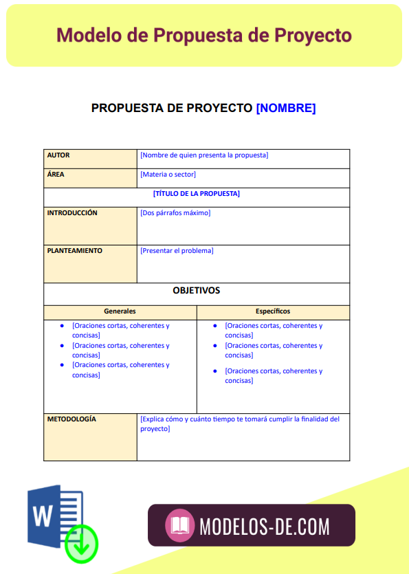 Ejemplo y Formato de Propuesta de proyecto en Word | Gratis