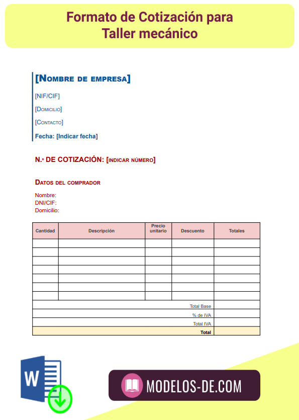 ▷ Formatos de cotización en Word, Excel y PDF | Gratis