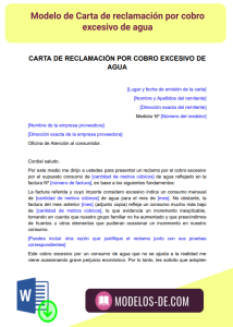 Carta de reclamo por cobro excesivo de agua en Word | Gratis