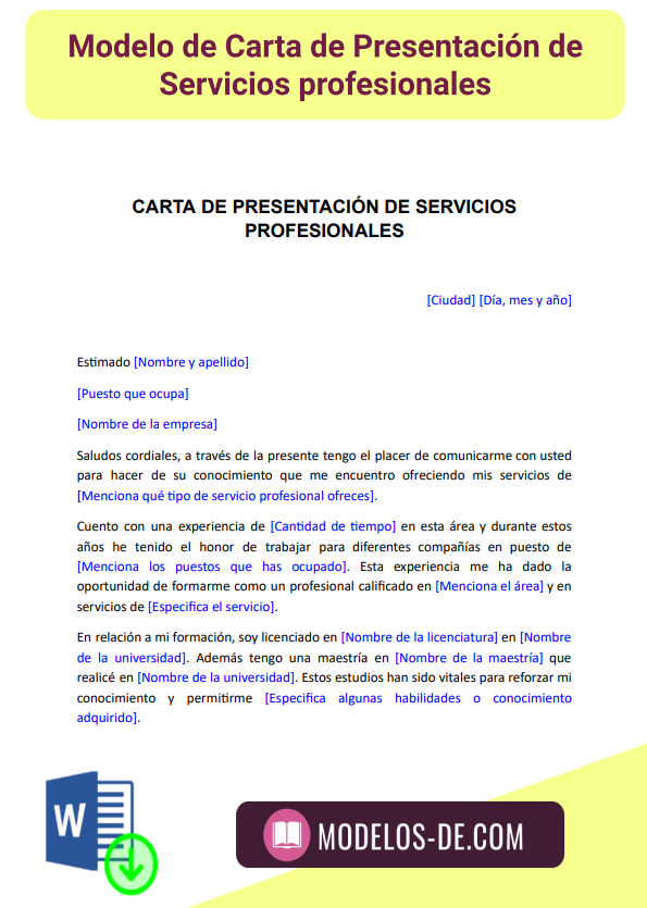 Carta De Presentación De Servicios Profesionales En Word 6279